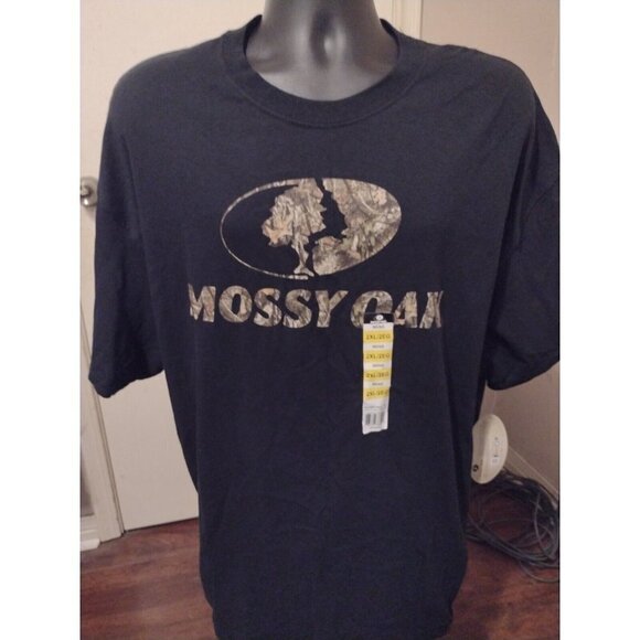 NWT New Moosy Oak Short Sleeve T-Shirt Black Cotton 2XL Men's - Picture 1 of 9